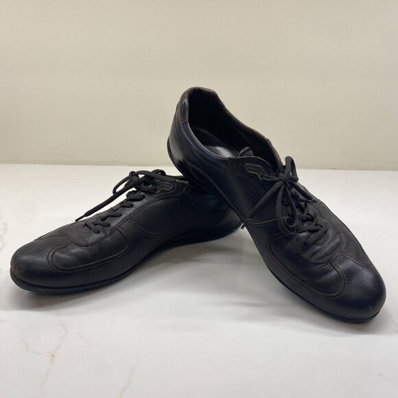 Prada Men’s Brown Leather Sneakers - Picture 1 of 8